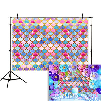 Allenjoy 7x5ft Little Mermaid Colorful Scales Backdrop Under The Sea ...