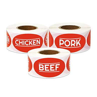 3 Rolls - Beef Chicken Pork Bundle Labels for Meat Markets ...