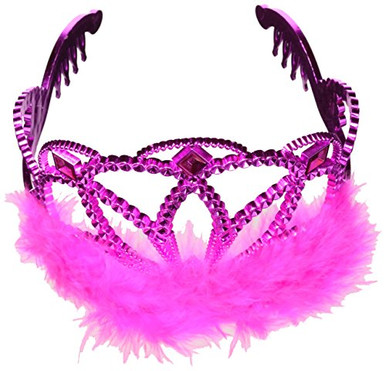 Womens Tiara Silver Plastic Marabou Costume Accessories Female Halloween