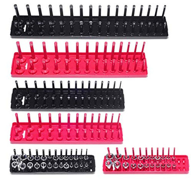 WXTOOLS 6PCS Socket Organizer Tray, Red SAE & Black Metric Socket ...