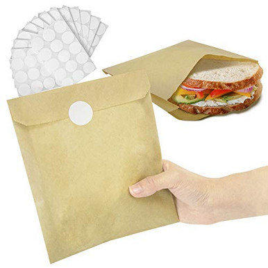 [200 Bags and 200 Stickers Pack] 8.5 x 6 Inch Kraft Wax Paper Sandwich ...