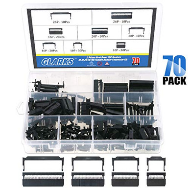 Glarks 70Pcs 2.54mm Pitch Dual Rows IDC Sockets 10 16 20 26 Pin Female ...