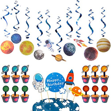 LOCCA Solar System Hanging Decorations Kit Space Party Favors for Kids ...