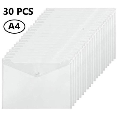 KONIBN 30pcs Plastic Envelopes with Snap Button, Premium Clear Folder ...
