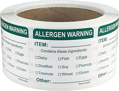 Removable Allergen Warning Labels General Food Rotation 2 Inch Square ...