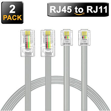 2 Pack RJ45 to RJ11 Adapter Converter Cable 3 Feet RJ45 8P4C Male to ...