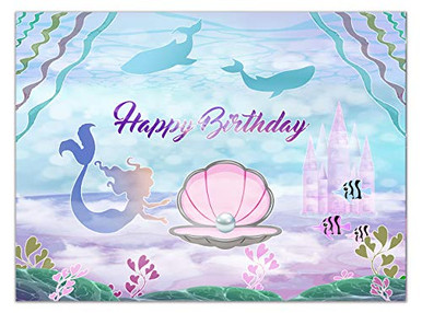 Allenjoy Little Mermaid Birthday Party Backdrop 8x6ft Under The Sea ...