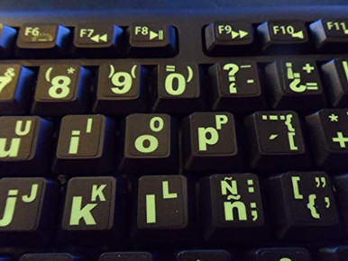 Spanish Keyboard Stickers with Fluorescent Inlays. Large Symbols Will ...