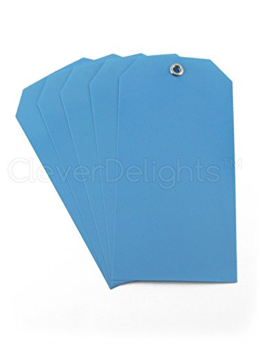 25 Pack CleverDelights Blue Plastic Tags 4.75 x 2.375 TearProof and ...