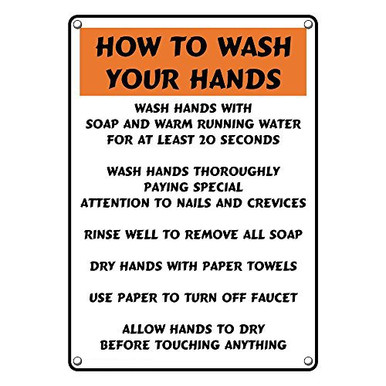 Weatherproof Plastic Vertical How to Wash Your Hands Wash Hands with ...