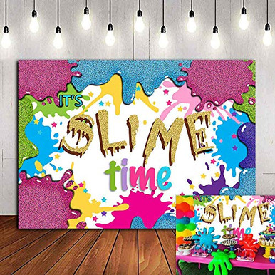 7x5ft Slime Time Birthday Backdrop - Colorful Graffiti Glow Splatter Photo Background For Kids