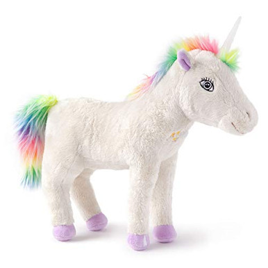 Boosns Licorne Peluche Douce – Corne Brillante Et Queue Arc-en-Ciel (Blanc 30 Cm)