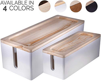 Set of Two Rustic Wooden Cable Management Box Cord Organizer Large ...