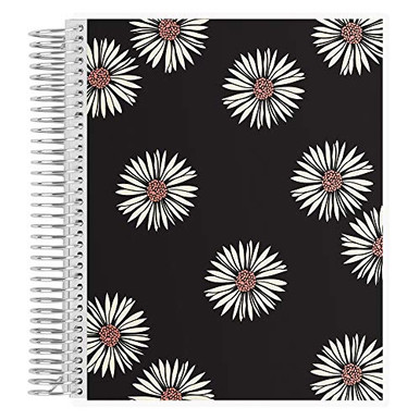 Erin Condren Coiled Notebook Productivity Layout Daisies Black and Rose ...