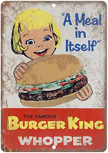 Sylty Burger King Whopper Vintage Custom Metal Tin Sign Aged Looking ...