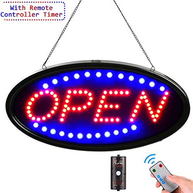 LED Open Sign with Remote 19x10inches Ultra Bright Electric Light Up ...