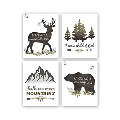 Woodland Inspirational Quote Art PrintForest Animals Bible Verse Canvas ...