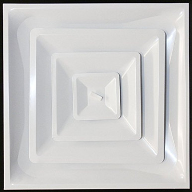 24x24 Inch Drop Ceiling HVAC Supply Grille - 3 Cone Design For 12" Vent, T-Bar Lay-In Installation