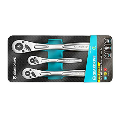 GEARDRIVE 3-Piece Pro-series Heavy Duty Ratchet Set 14 38 12 Drive 90 ...