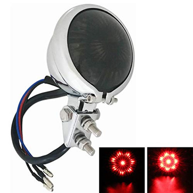 FATECIM Triangle LED Motorcycle Headlight - Hi/Lo Beam, Bottom Mount, Chrome, Universal Fit For Harley, Honda, Etc.