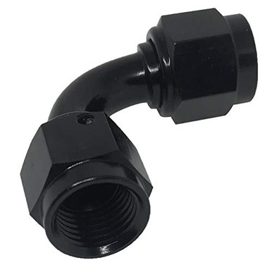 10 AN To -10 AN Straight Female Swivel Coupler Fitting - Black Anodized Aluminum