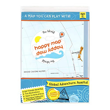 The World Happy Map for Kids Laminated Kid Friendly and Markable World ...