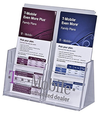 ClearAd Acrylic 2 Pocket Trifold Brochure Holder 4x9 Desktop Rack Card ...