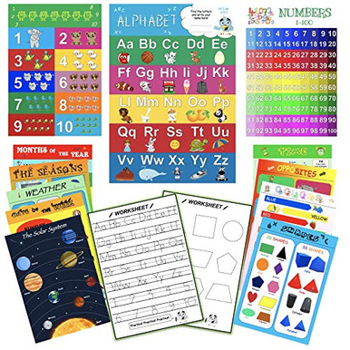 Preschool Learning Educational Wall Posters with Worksheets for ...