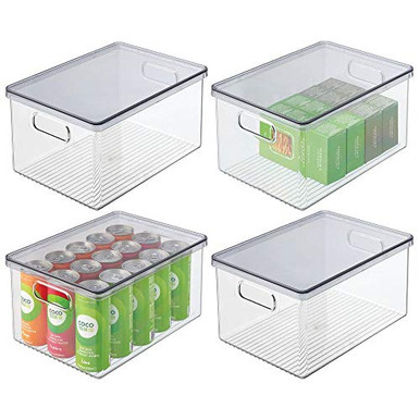 mDesign Plastic Stackable Kitchen Pantry Cabinet Food Storage Bin Box ...