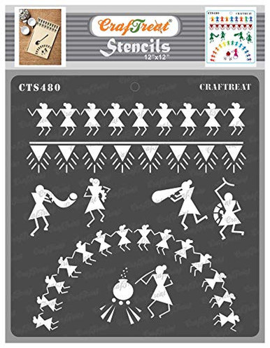 CrafTreat Indian Stencils for Painting on Wood Wall Tile Canvas Paper ...