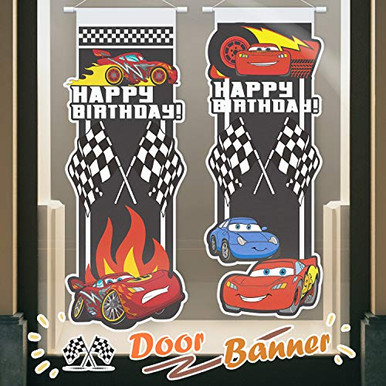 Happy 46th Birthday Yard Sign & Door Banner - 1x5.9 Ft, Black Silver, With Rod & String For Outdoor Decor