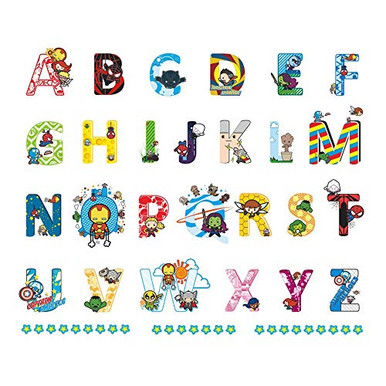 ufengke Alphabet ABC and Superheroes Wall Stickers Stars Letters Wall ...