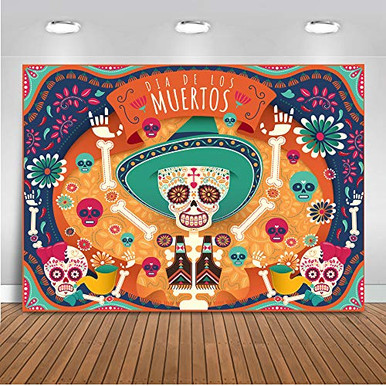 Mocsicka Dia De Los Muertos Backdrop Mexican Day of The Dead Party ...