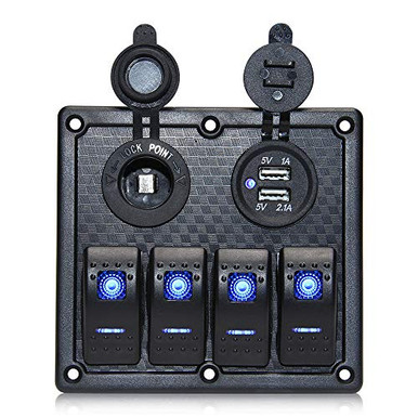 Rocker Switch Panel 4 Gang 12V Electrical Switches ON Off Switch Panel ...