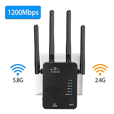 ?Upgraded Version? WiFi Signal Booster 1200Mbps Wireless Range Extender ...