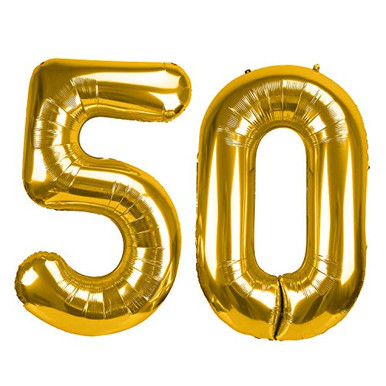 40 Inch Gold 5 0 Number Balloons Giant Jumbo Number 50 Foil Mylar ...