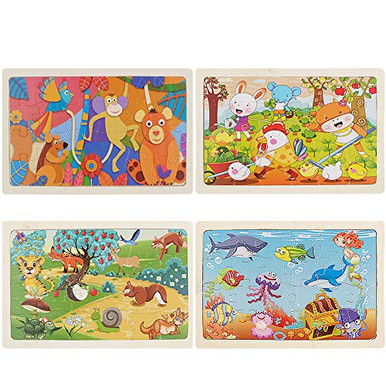 Wooden Jigsaw Puzzles Set for Kids Ages 2-6, 24 Piece Jigsaw Puzzles ...