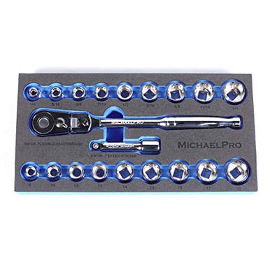MichaelPro MP001001 3/8 inch Drive Socket Wrench Set, 20-piece, 12 ...