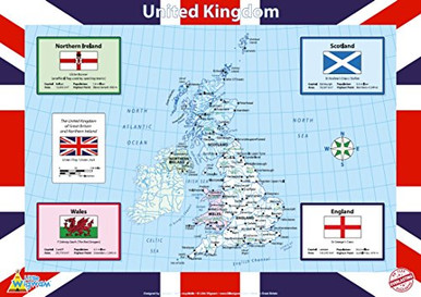 Little Wigwam United Kingdom UK Map Chart TearResistant Educational ...