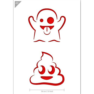 Emoji Stencil Ghost and Poop - Card or Plastic - A5 5.8 x 8.3 inch Poop ...