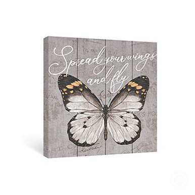 takfot Butterfly Wall Art Inspirational Grey Canvas Paintings Quote ...