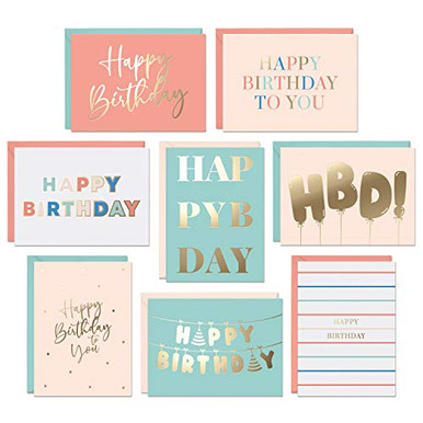 Set of 48 Gold Foil Bulk Birthday Cards Assortment Bulk Happy Birthday ...