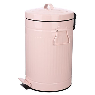 Bathroom Trash Can with Lid Pink Bathroom Bedroom Waste Basket Round Waste Bin Soft Close Small ...