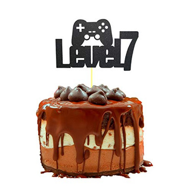 Video Game Level Up 7th Birthday Cake Topper Glittery Happy 7th ...