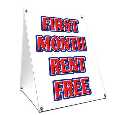 A-Frame Sidewalk First Month Rent Free Sign with Graphics On Each Side ...