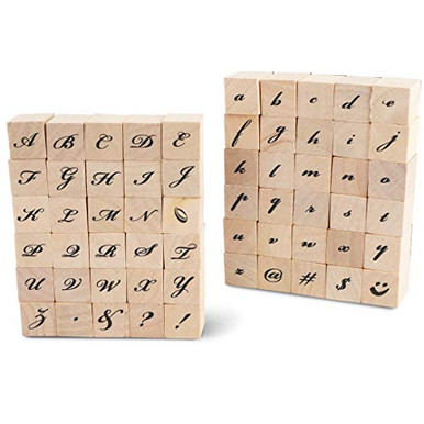 Wood Rubber Stamps Cursive Alphabet Stamp Set 60 Pieces ...