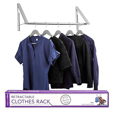 Stock Your Home Retractable Clothes Rack - Wall Mounted Folding Clothes ...