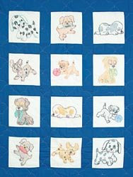 ABC Gestempelte Quilt-Blöcke – 12 Stück, Je 22,9 X 22,9 Cm, Baumwolle/Poly, Zum Besticken