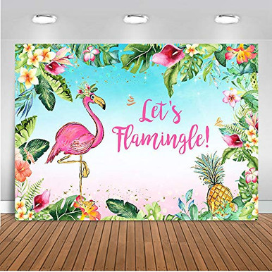 Mocsicka Let's Flamingle Backdrop, 7x5ft Vinyl Fabric Summer Tropical ...