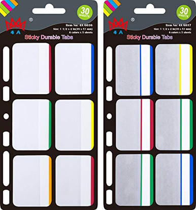 4A Durable File Tabs Divider Tabs Page Marker Index Label Flags ...